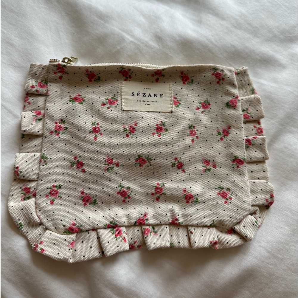 SEZANE FLORAL ZIPPED POUCH
